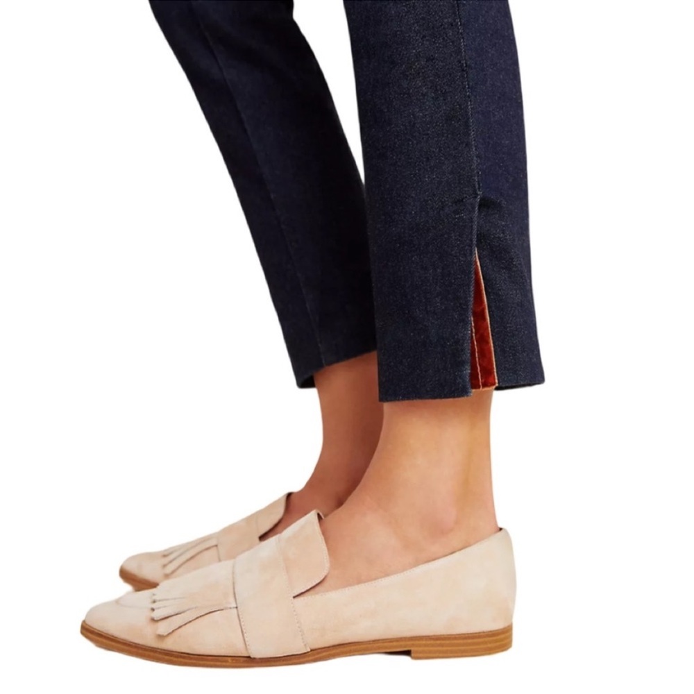 Anthropologie Essential Slim Denim Crop Trouser Dark Blue Jean Mid Rise Size 2 - Picture 4 of 11